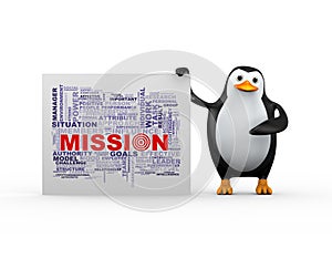 3d penguin and mission wordcloud tags