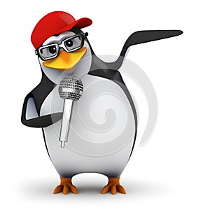 3d Penguin sings