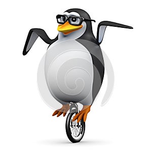 3d Penguin on a unicycle