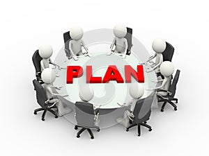3d people business meeting conference plan table
