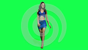 3d people in chroma key background isolated 3d beautiful fit woman on green scre