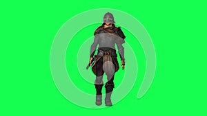 3d people in chroma key background isolated 3D man warrior warrior in green scre