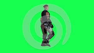 3d people in chroma key background isolated Astronaut working man walking and wo