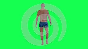 3d people in chroma key background isolated Athletic man walking and going for s