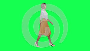3d people in chroma key background isolated Female waitress walking in the cafe