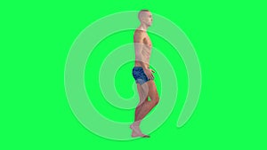 3d people in chroma key background isolated Lifeguard walking along the beach in