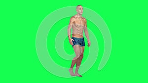 3d people in chroma key background isolated Lifeguard walking and watching in th