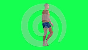 3d people in chroma key background isolated Male swimmer walking by the pool in