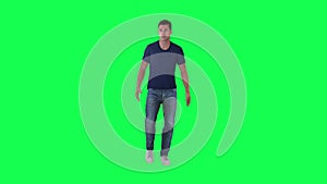 3d people in chroma key background isolated Man waiter walking in cafe and resta