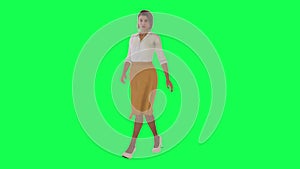 3d people in chroma key background isolated Saleswoman walking in the store and