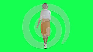 3d people in chroma key background isolated Young American housewife walking in