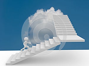 3d people climb the staircase - stair