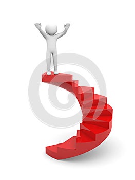 3d people climb the staircase - stair