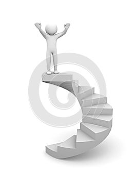 3d people climb the staircase - stair. 3d render illustration