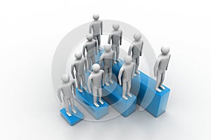 3d people in group, leadership concept