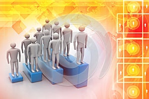 3d people in group, leadership concept