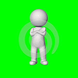 3D people - hand around chest 2 - green screen
