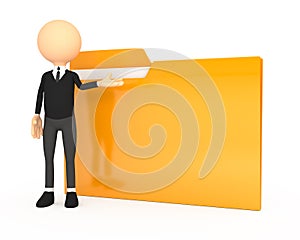 3d people - human character with folder.