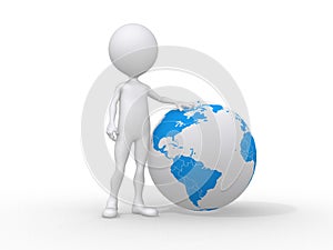 3d people icon and the earth globe
