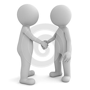 3d people shaking hands on white