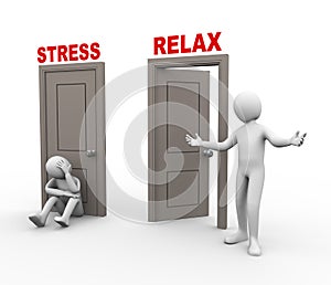 3d people and stress - relax doors.