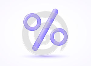 3d percent discount vector icon. Percentage sale interest sign isolated promotion