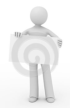 3d person with a blank card.