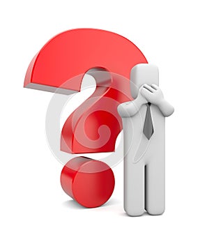 3d person businessman with red question mark