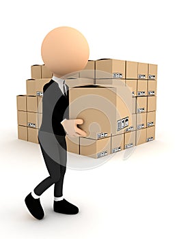 3d person with carton package