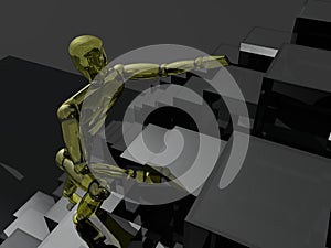 3D person climbing upstairs