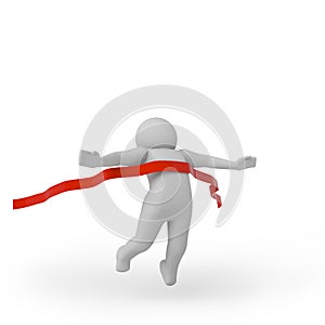 3d person crossing the finishing line. 3D rendering