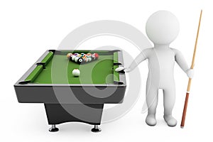 3d person with Cue near billiards table