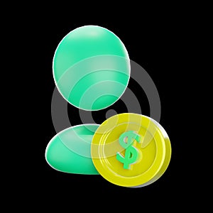 3D Person with Currency coin