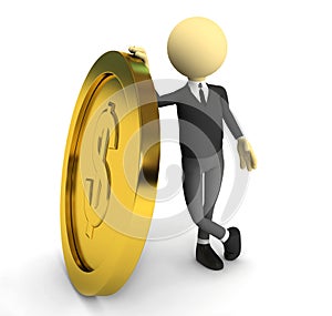 3d person with gold coin