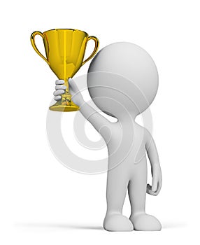 3d person and gold cup