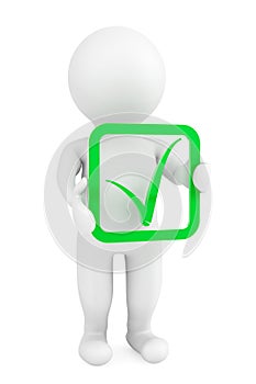 3d person with green positive symbol in hands