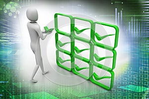 3d person with green positive symbol in hands