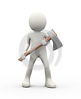 3d person holding axe