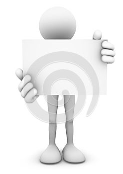 3D Person Holding Blank Card