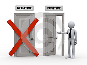 3d person and negative - positive doors