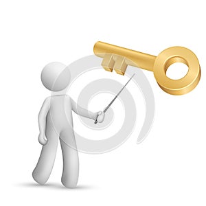 3d person pointing at a golden key