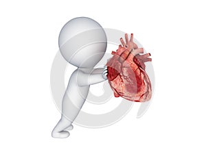 3d person pushing a human heart.