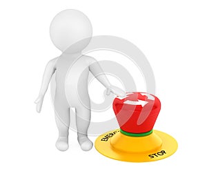 3d person with red emergency button