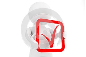 3d person with red positive symbol in hands