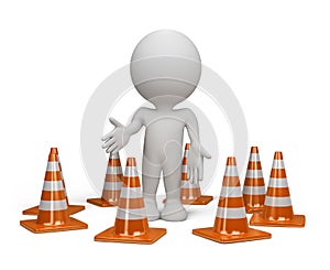 3d person with a traffic cone