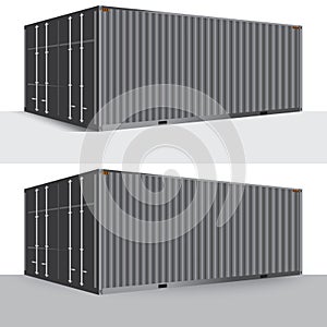 3d perspective gray metallic cargo container shipping freight is