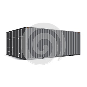 3d perspective gray metallic cargo container shipping freight is