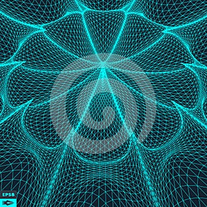 3d Perspective Grid Background. Abstract Geometric Illustration.