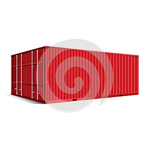 3d perspective red cargo container shipping freight isolated tex