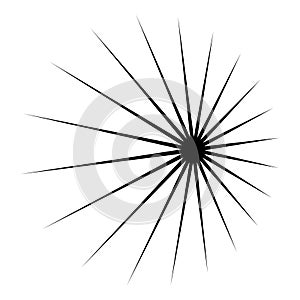 3d perspective starburst, sunburst shape. Abstract glitter, glimmer, flash shape, element. Radial, radiating clip-art